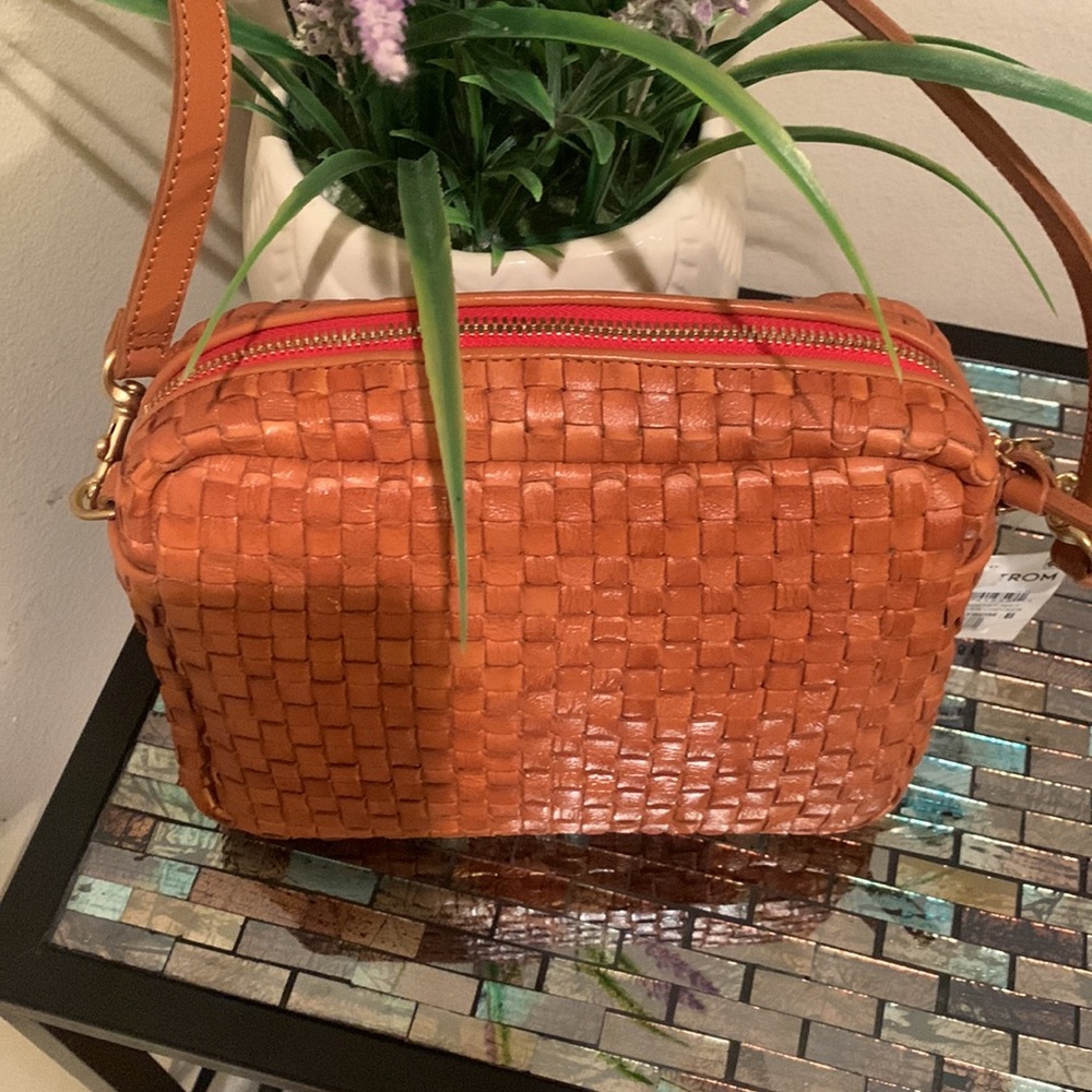 - - Clare V. Midi Sac Woven Leather Crossbody